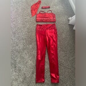 Custom Stoned Balera Metallic Red Jazz Solo Costume (Teen)